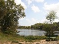 Wilderness trails in park with lake
