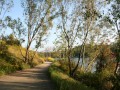 Wilderness trails in park with lake